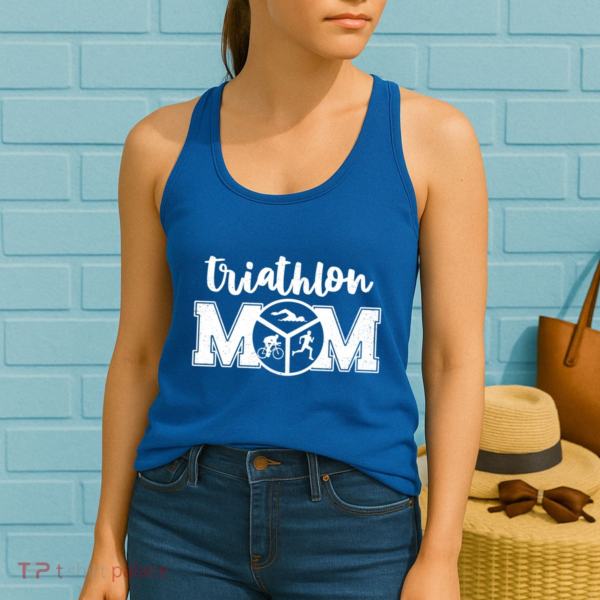 Mom Graphic Run Bike Swim Triathlon Triathlete Sports Cool Gift Women's Tank Top