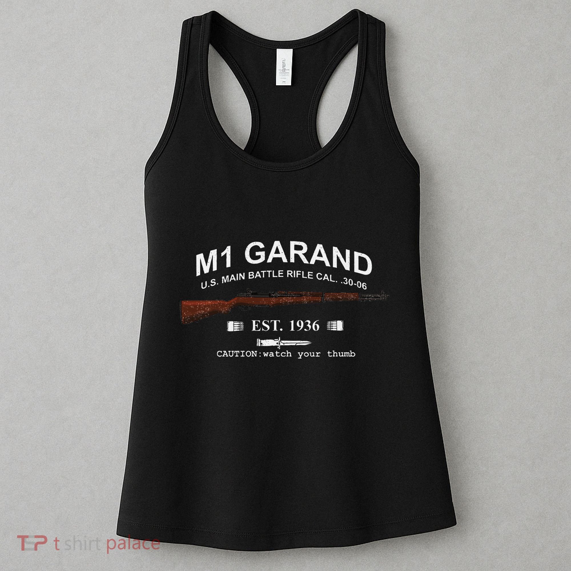 M1 Garand Rifle Gun Wwii Watch Your Thumb Est 1936 Graphic Women's Tank Top