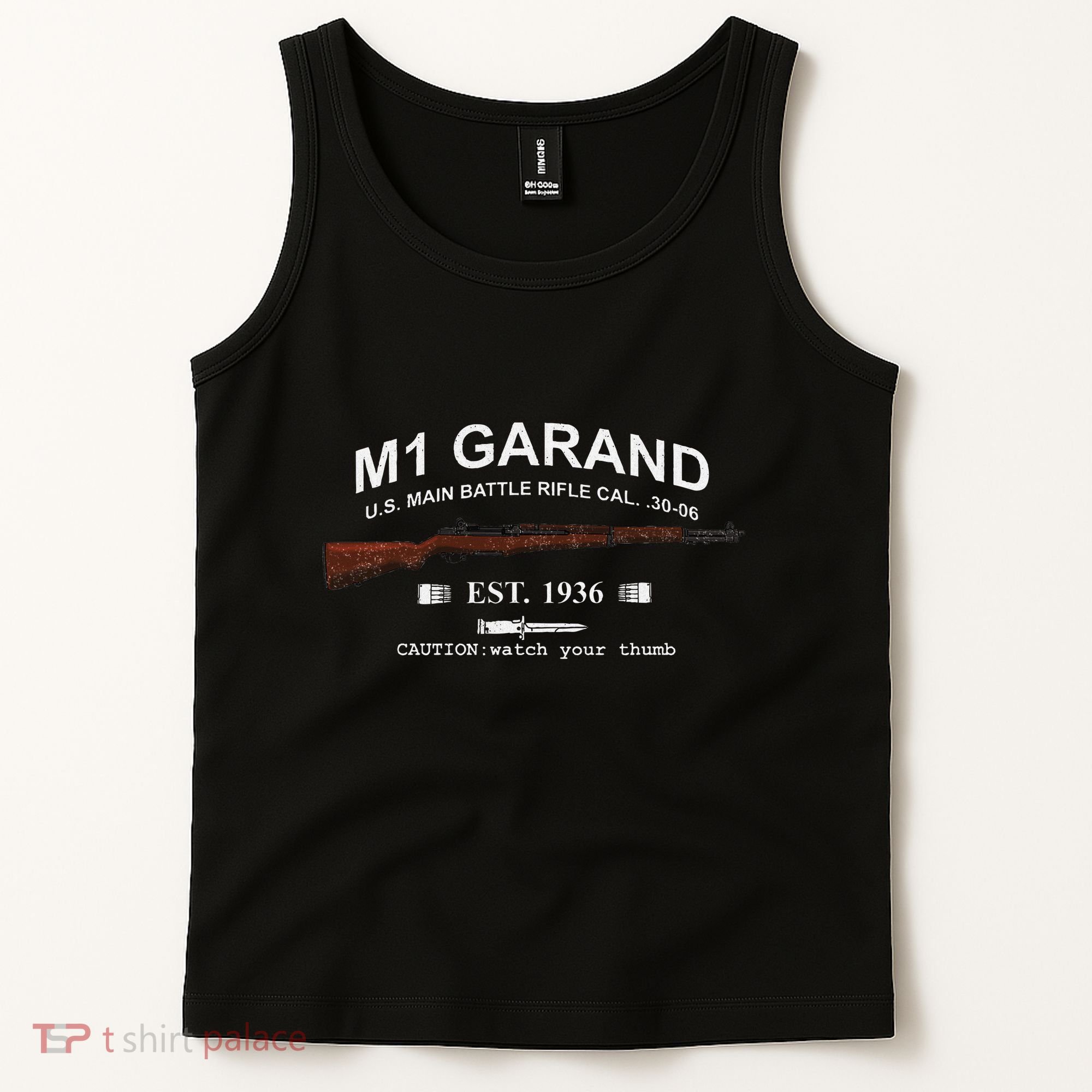 M1 Garand Rifle Gun Wwii Watch Your Thumb Est 1936 Graphic Tank Top