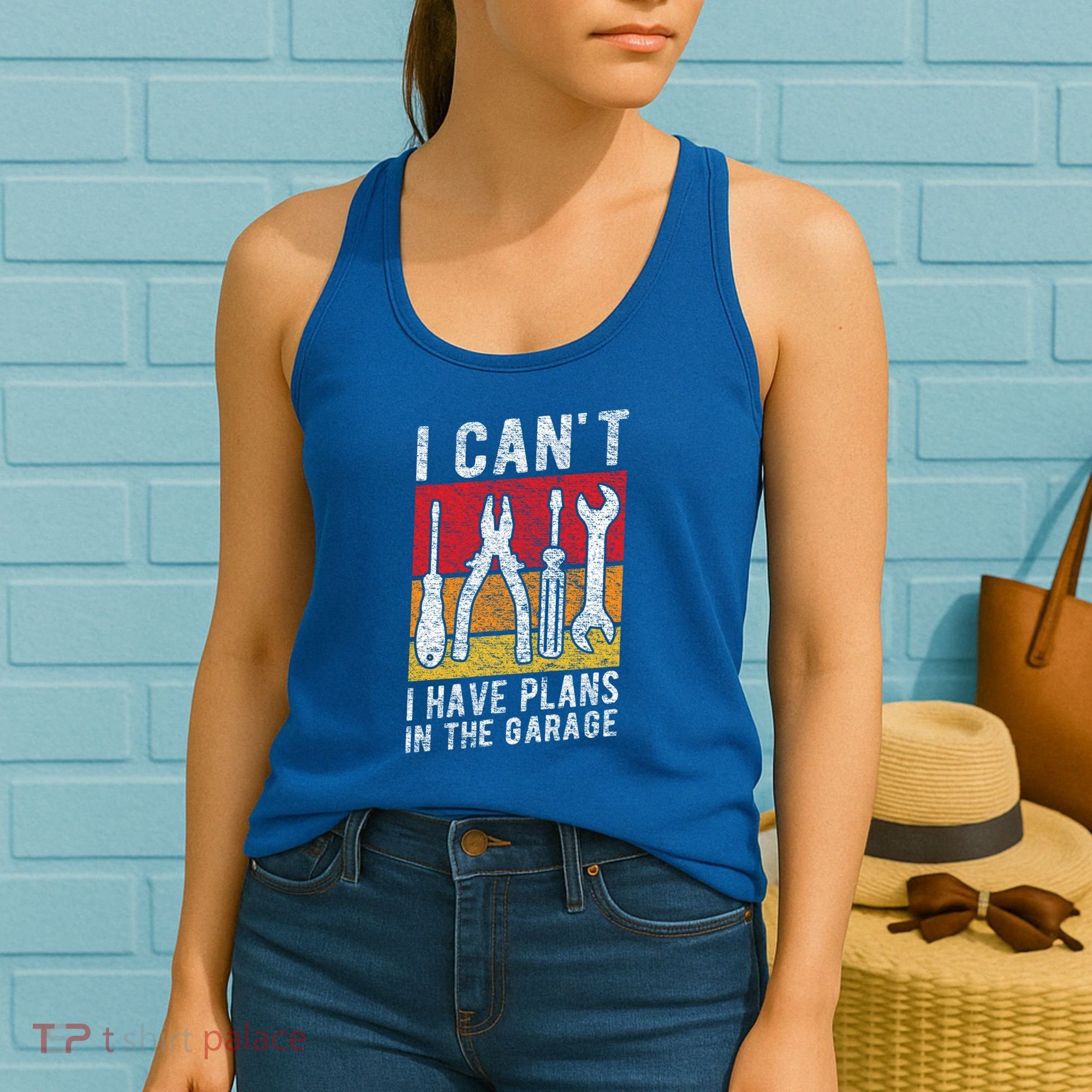 Mechanic Gift Retro Style I Cant I Have Plans In The Garage Cute Gift Women's Tank Top