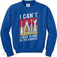 Mechanic Gift Retro Style I Cant I Have Plans In The Garage Cute Gift Kids Sweatshirt thumb 0