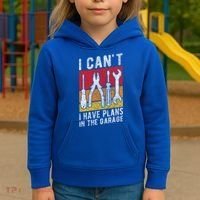 Mechanic Gift Retro Style I Cant I Have Plans In The Garage Cute Gift Kids Hoodie thumb 3