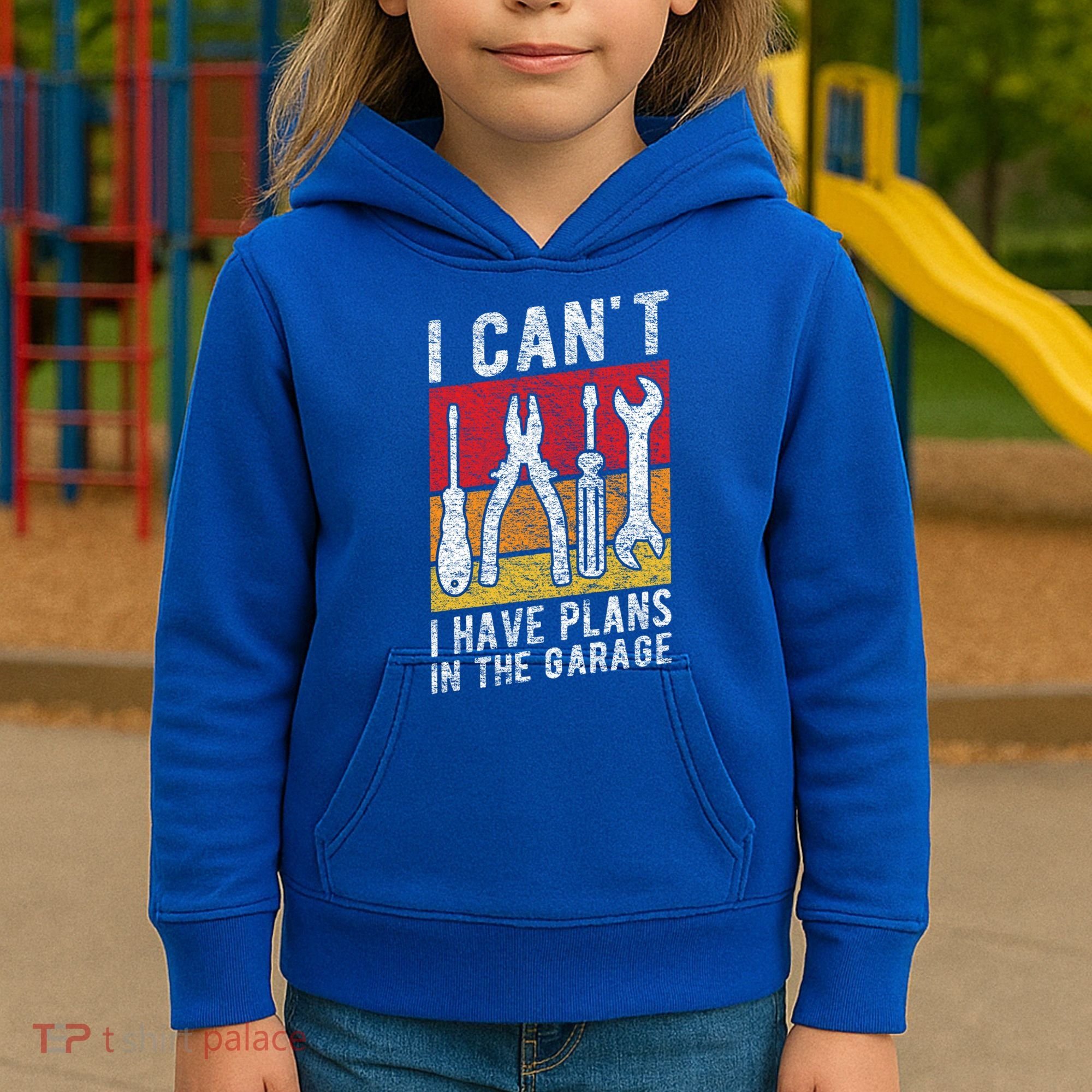 Mechanic Gift Retro Style I Cant I Have Plans In The Garage Cute Gift Kids Hoodie