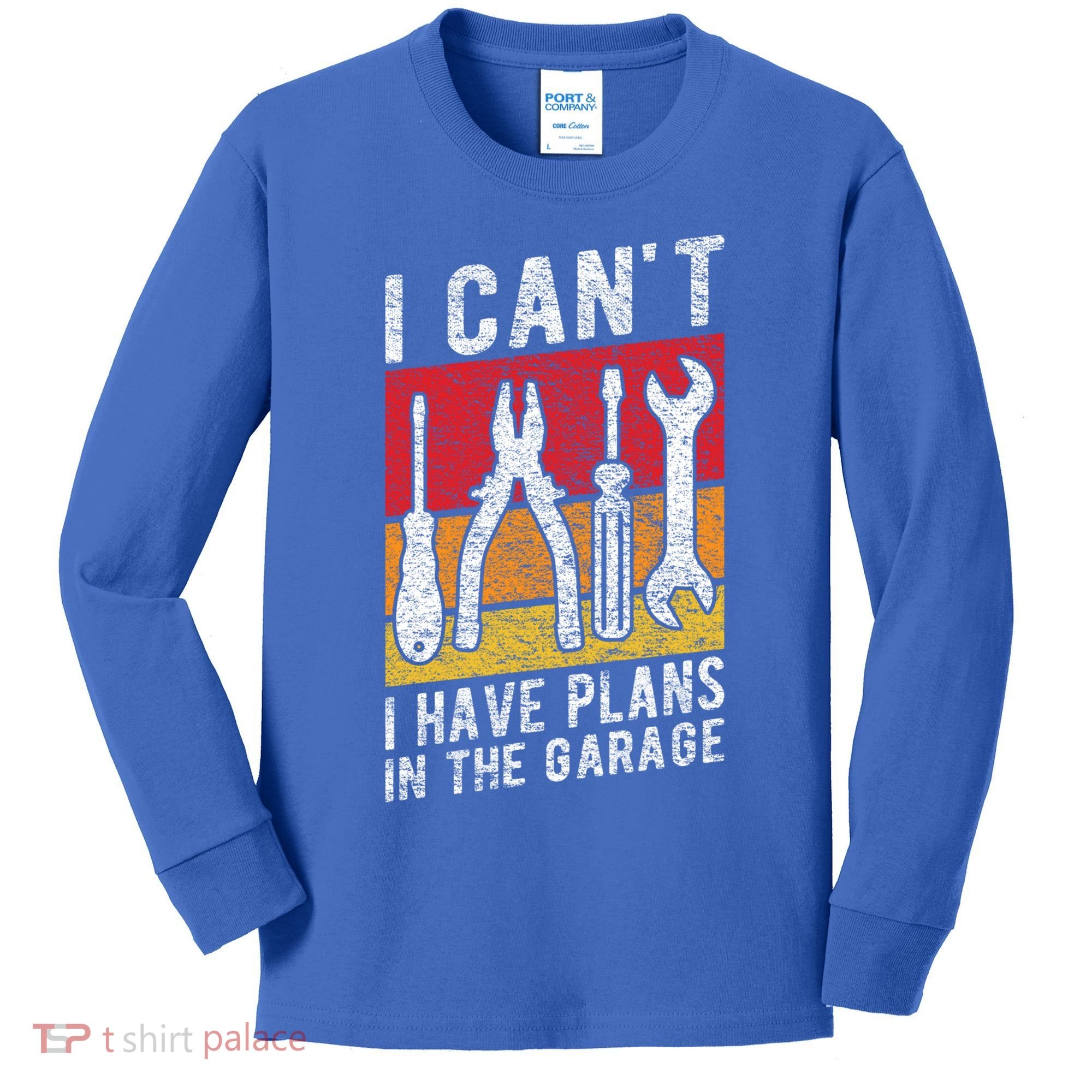 Mechanic Gift Retro Style I Cant I Have Plans In The Garage Cute Gift Kids Long Sleeve Shirt