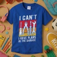 Mechanic Gift Retro Style I Cant I Have Plans In The Garage Cute Gift Kids T-Shirt thumb 3