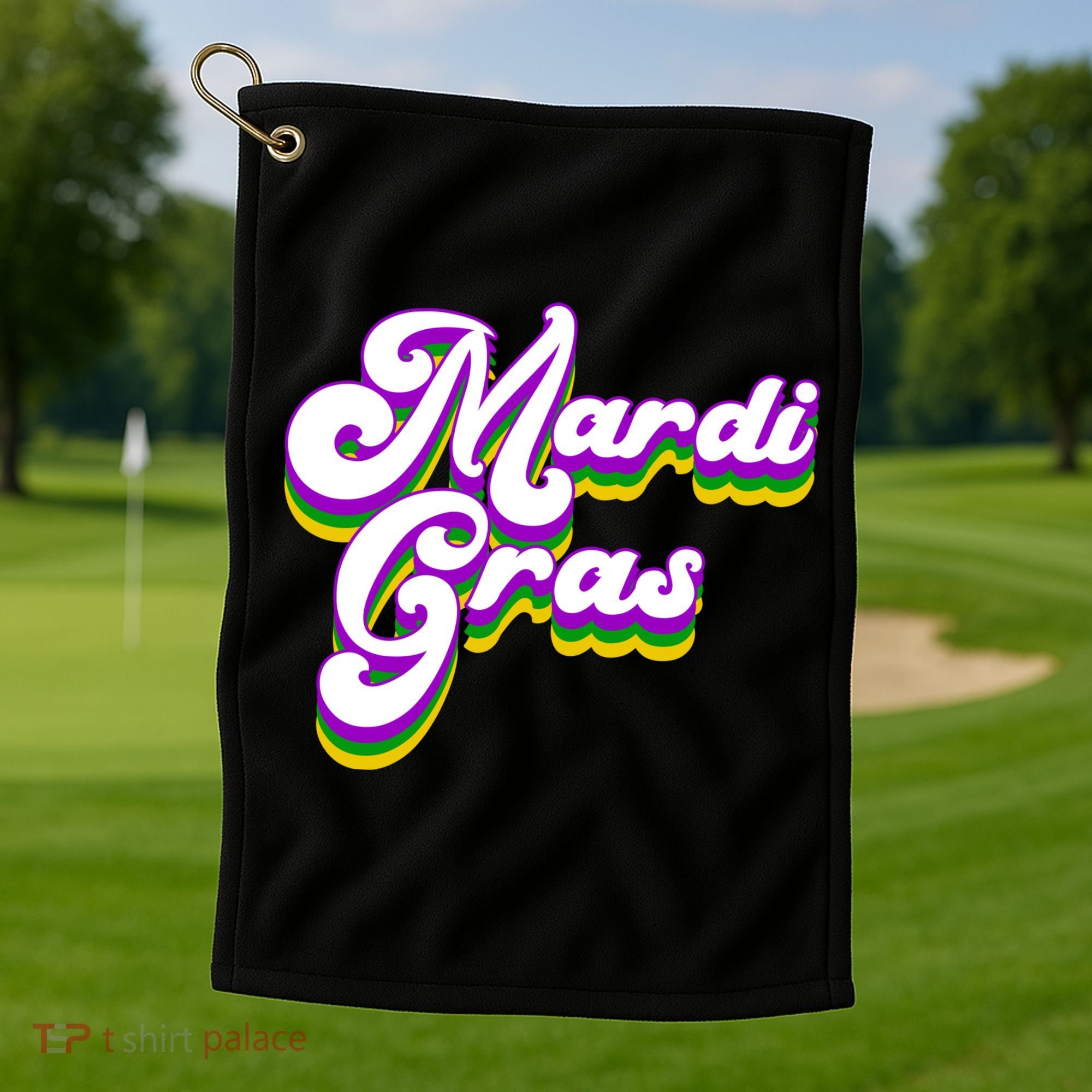 Mardi Gras Retro Festive Celebration Golf Towel