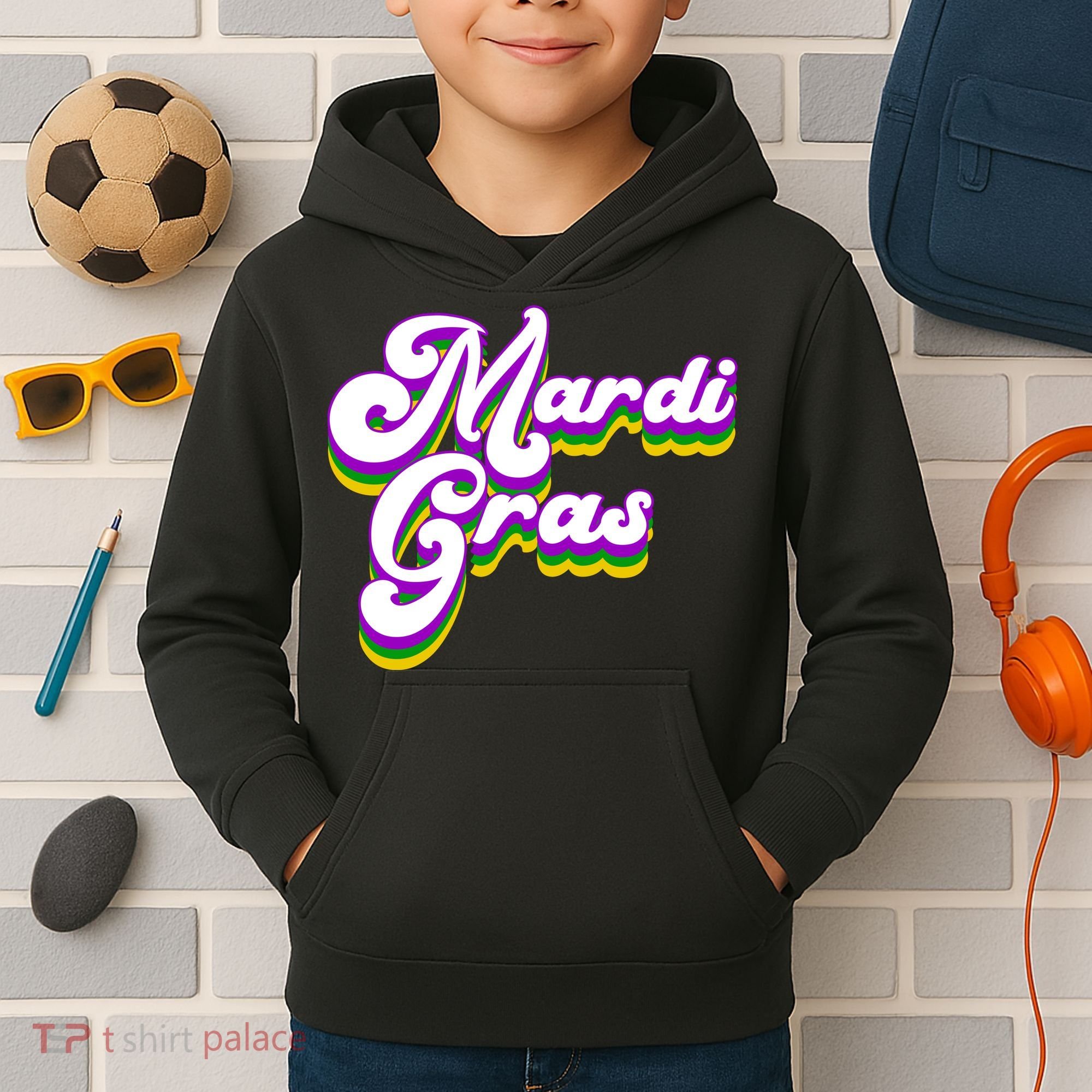Mardi Gras Retro Festive Celebration Kids Hoodie