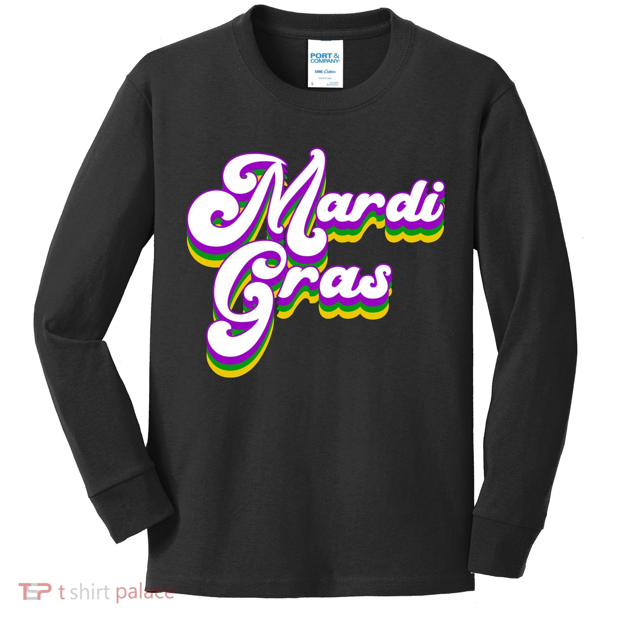 Mardi Gras Retro Festive Celebration Kids Long Sleeve Shirt