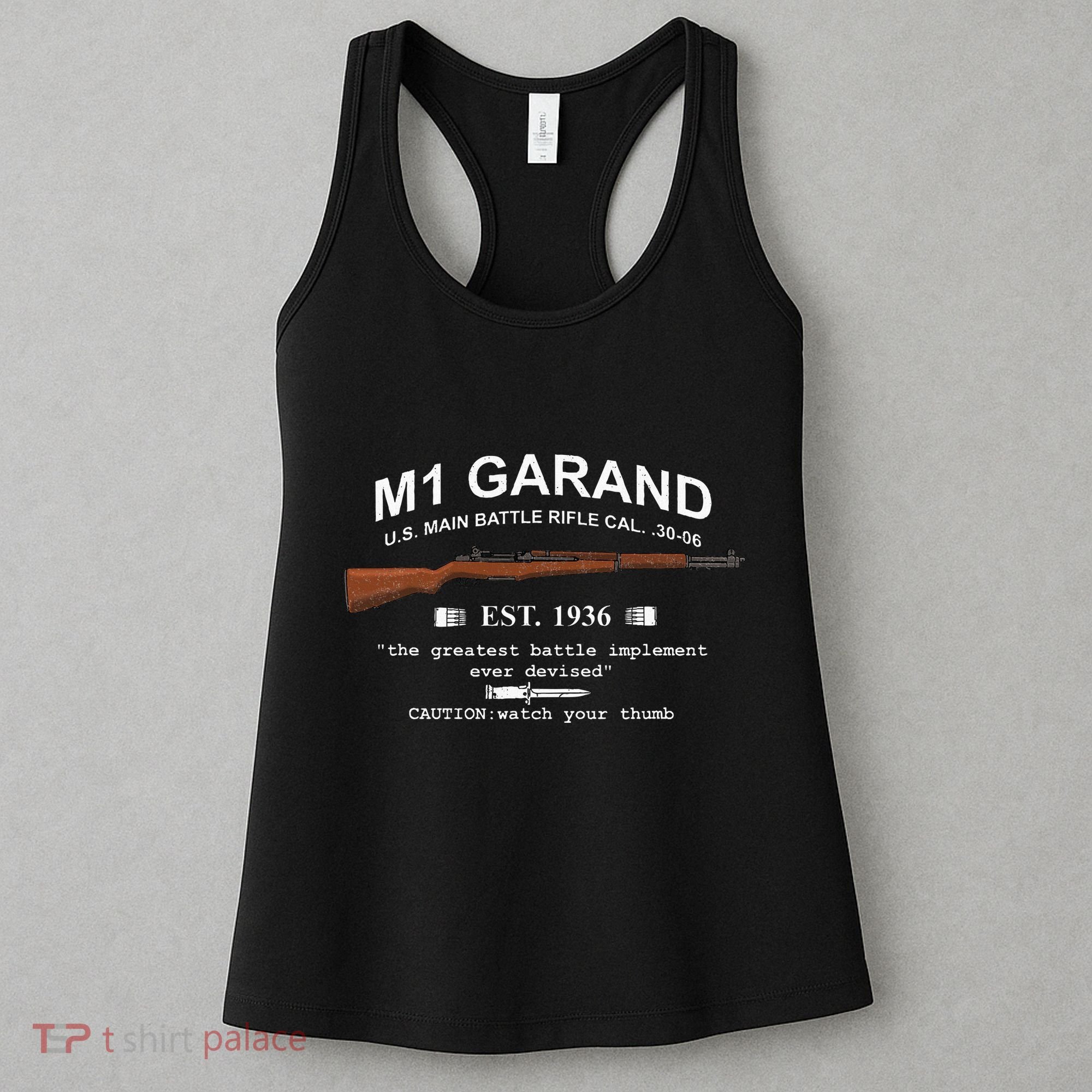 M1 Garand Rifle Gun Wwii Watch Your Thumb Est 1936 Graphic Women's Tank Top
