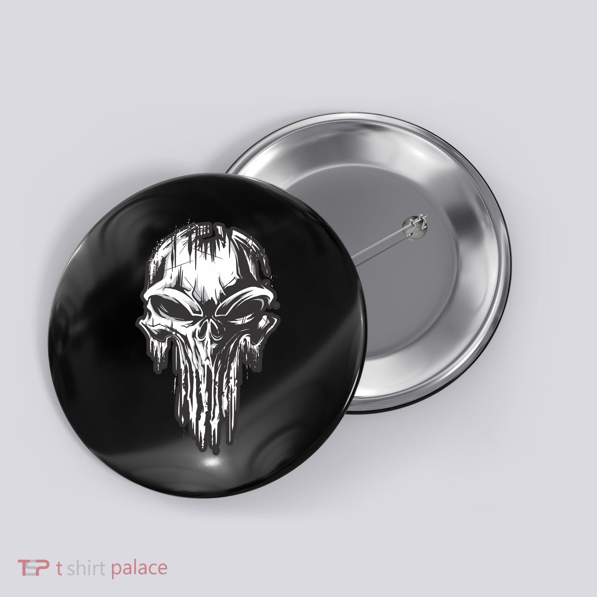 Military Grunge Skull Button