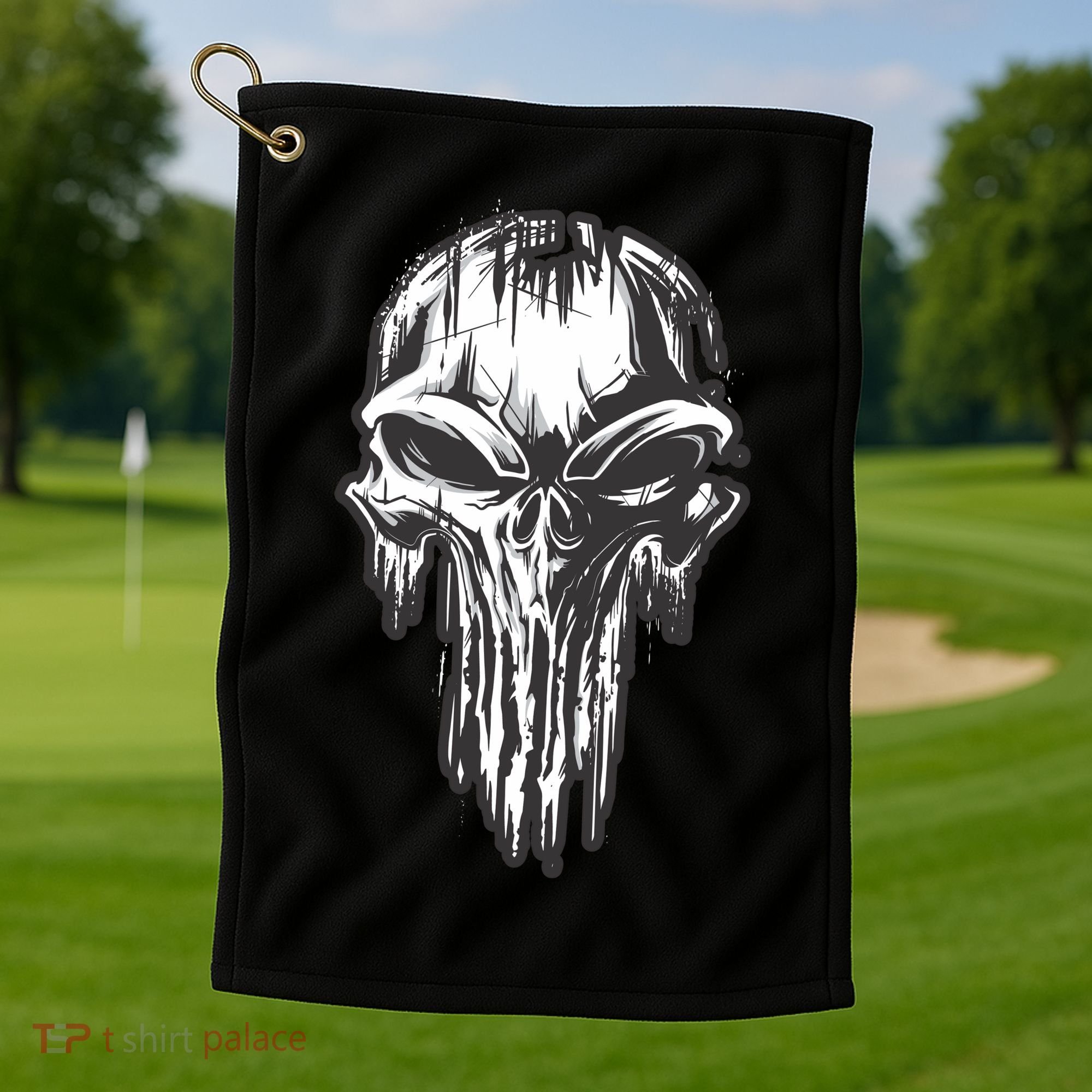 Military Grunge Skull Golf Towel