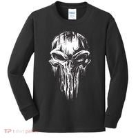 Military Grunge Skull Kids Long Sleeve Shirt thumb 0