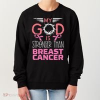 My God Stronger Than Breast Cancer Awareness Christian Women's Sweatshirt thumb 0