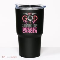 My God Stronger Than Breast Cancer Awareness Christian Tumbler thumb 0