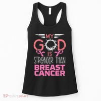 My God Stronger Than Breast Cancer Awareness Christian Women's Tank Top thumb 0