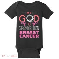 My God Stronger Than Breast Cancer Awareness Christian Baby Bodysuit thumb 0