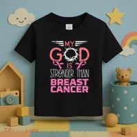 My God Stronger Than Breast Cancer Awareness Christian Toddler T-Shirt thumb 3
