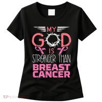 My God Stronger Than Breast Cancer Awareness Christian Women's T-Shirt thumb 0