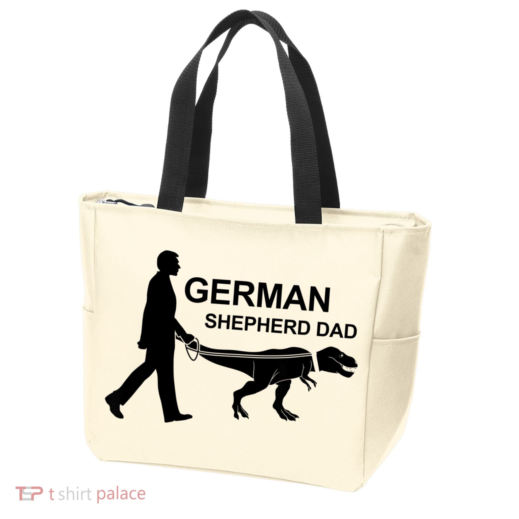 Mens German Shepherd Dad Dinosaur GSD Owners Funny Father's Day Tote Bag