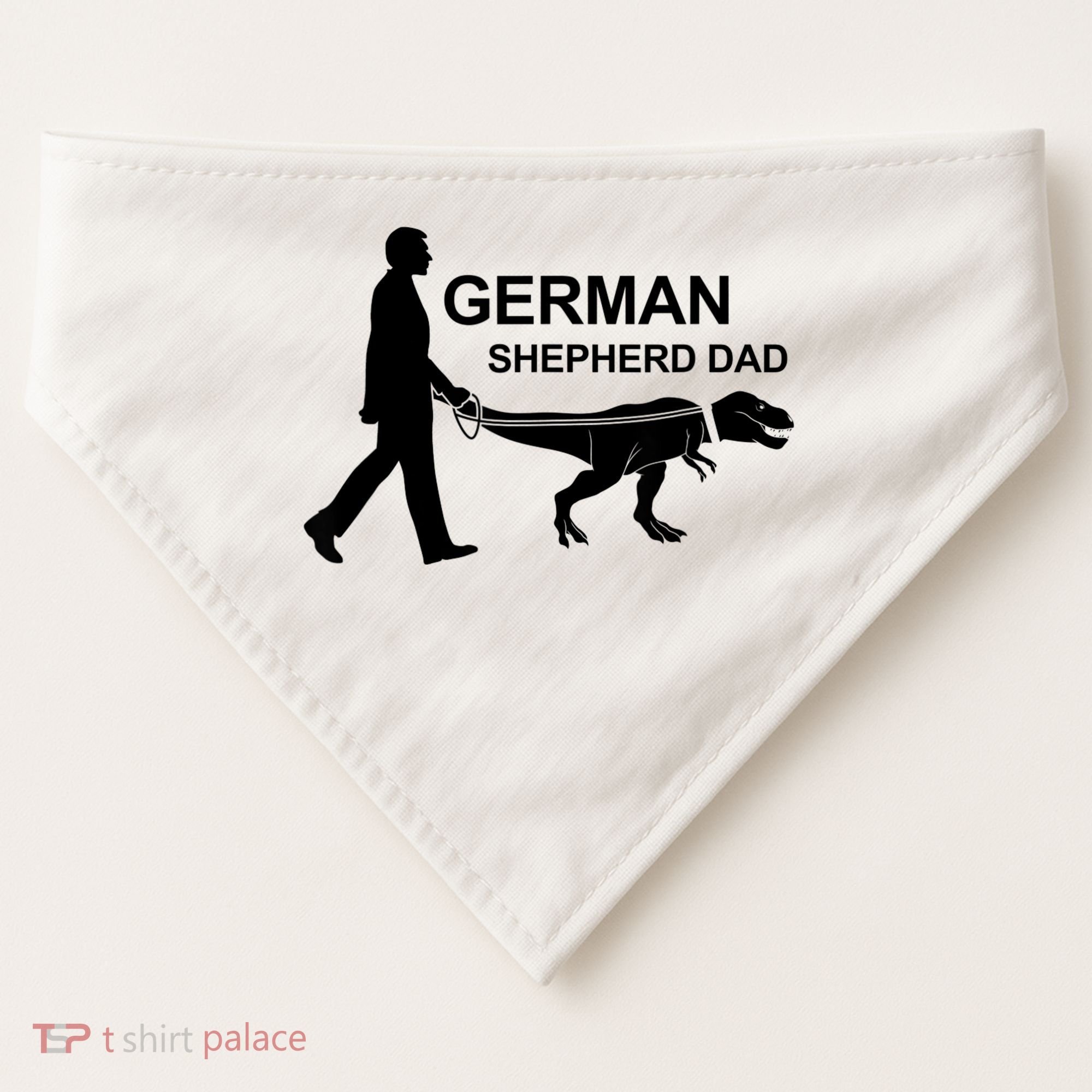 Mens German Shepherd Dad Dinosaur GSD Owners Funny Father's Day USA-Made Doggie Bandana