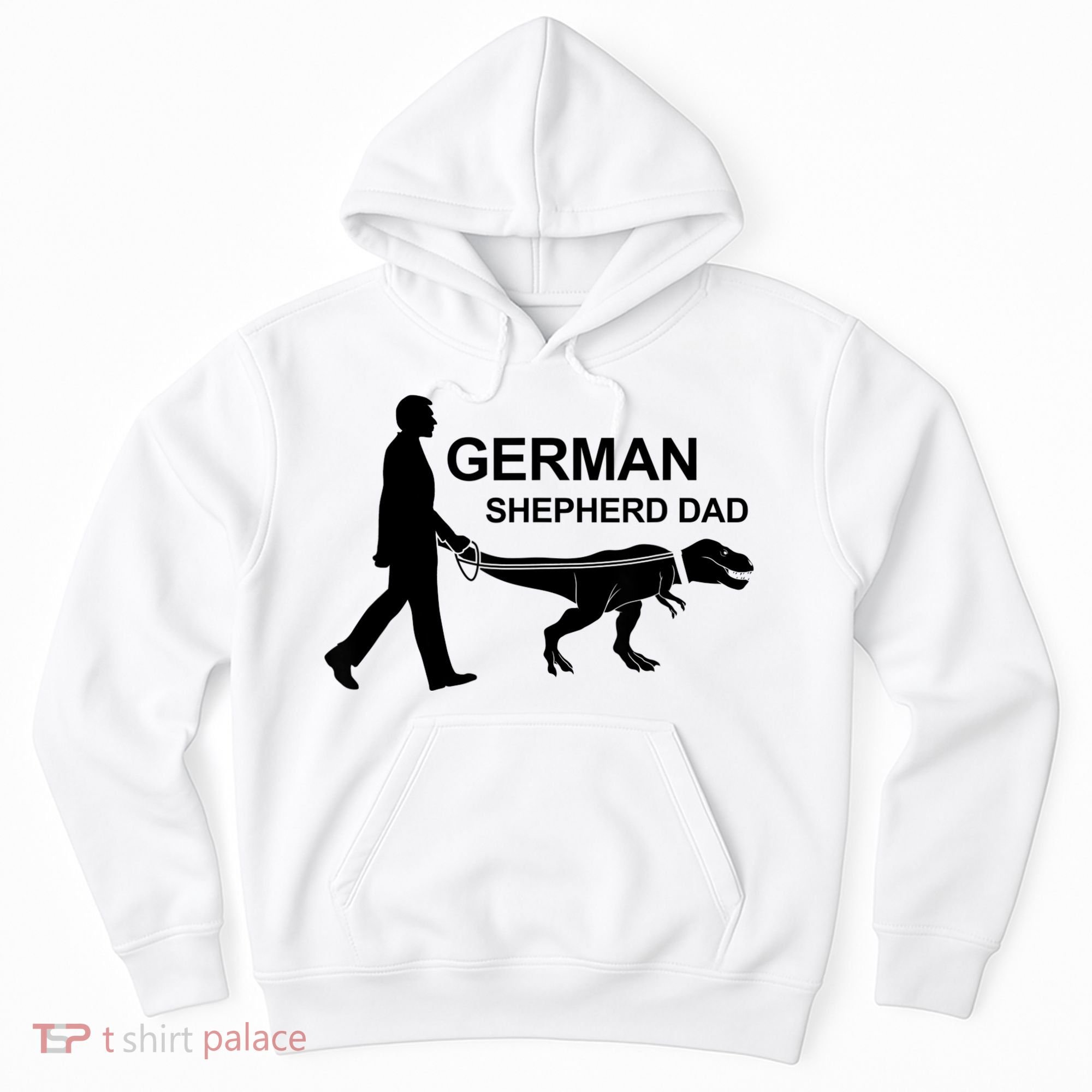 Mens German Shepherd Dad Dinosaur GSD Owners Funny Father's Day Hoodie