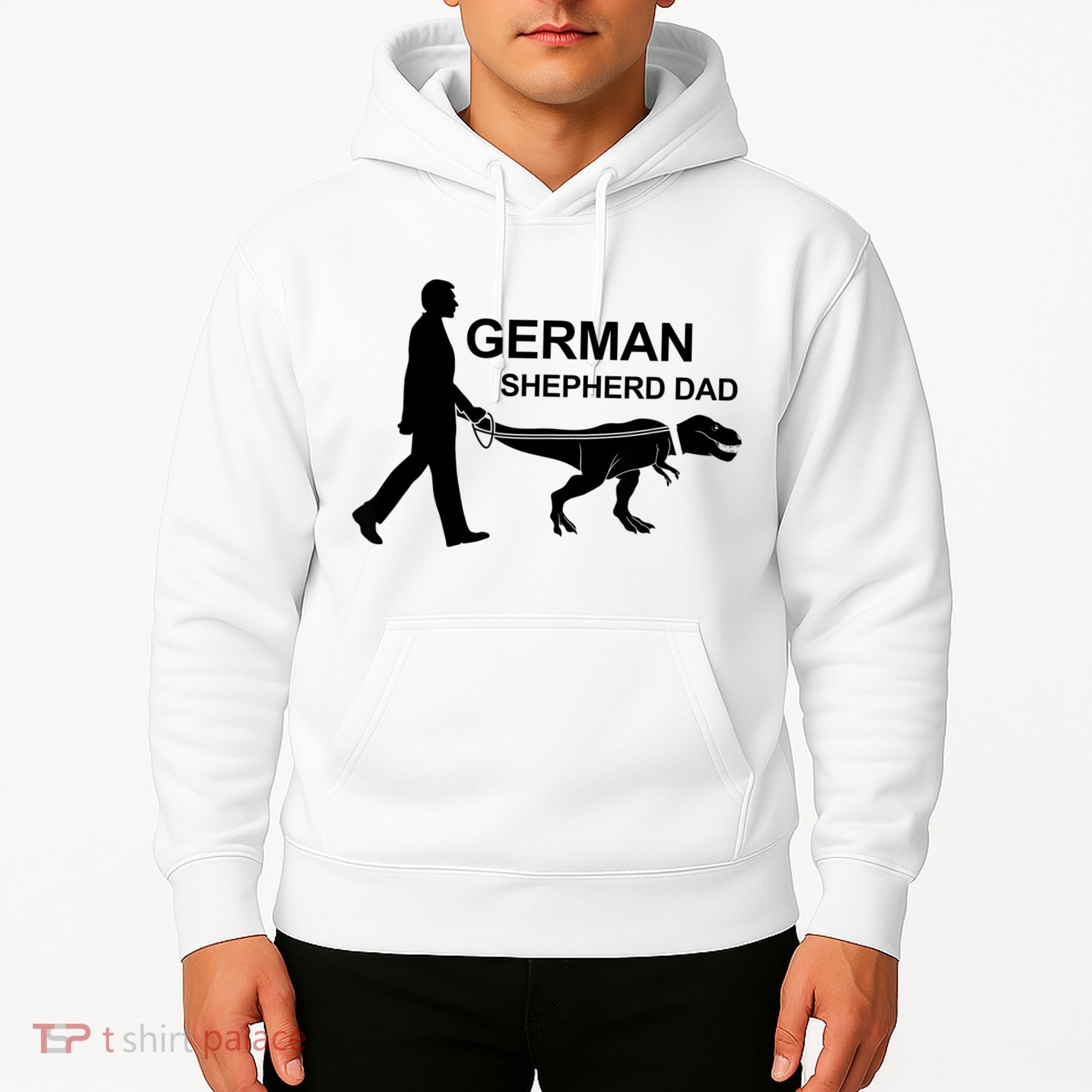 Mens German Shepherd Dad Dinosaur GSD Owners Funny Father's Day Hoodie