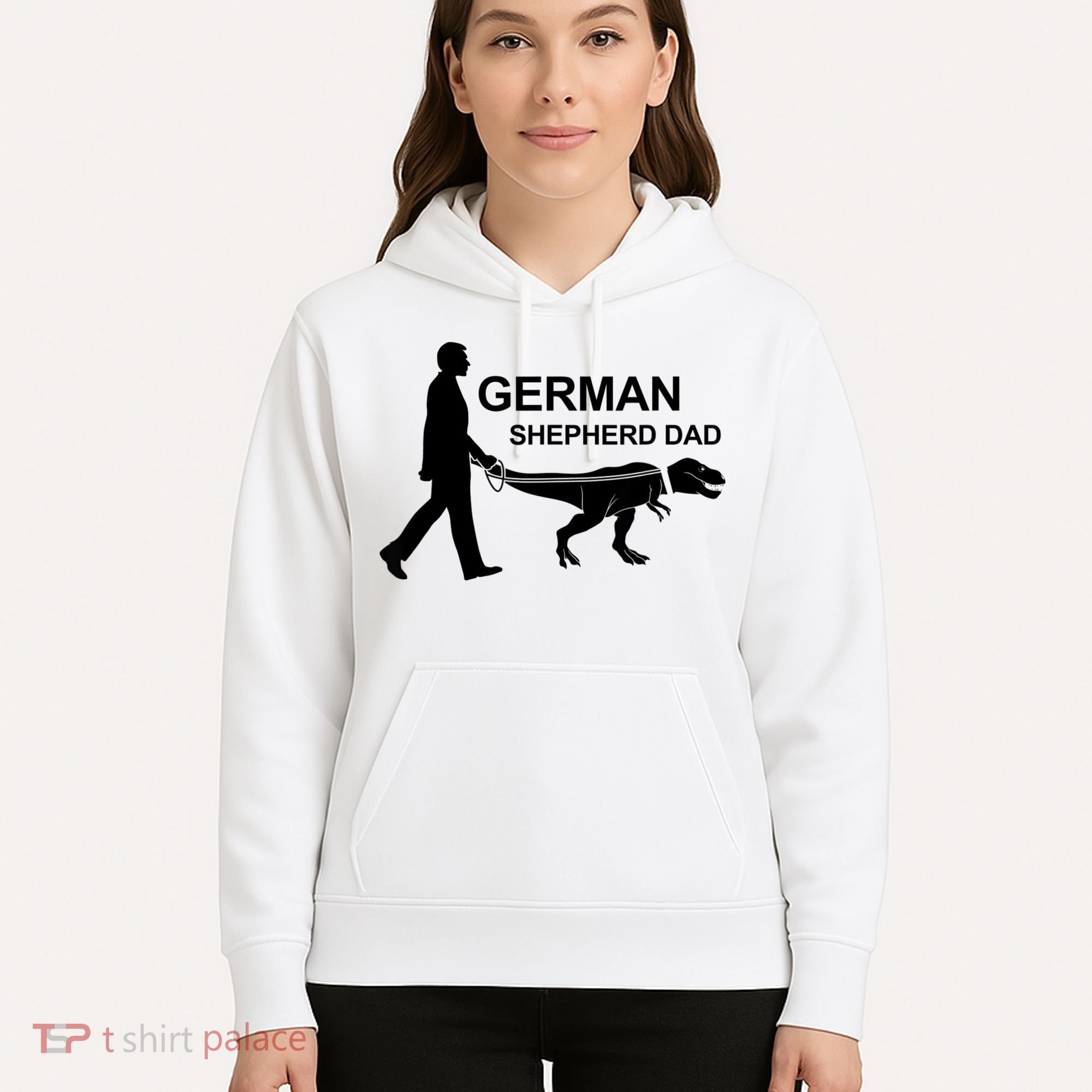 Mens German Shepherd Dad Dinosaur GSD Owners Funny Father's Day Hoodie