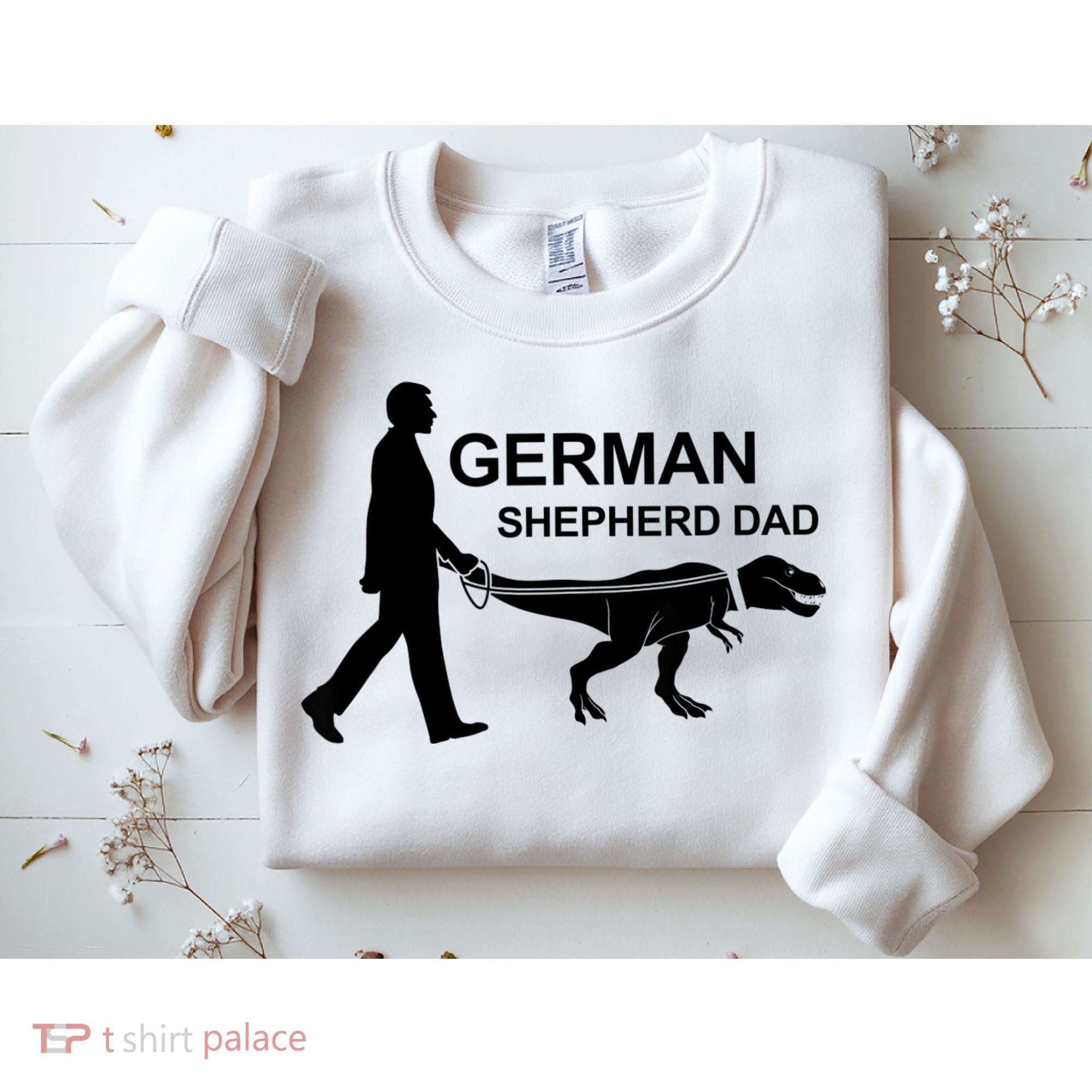 Mens German Shepherd Dad Dinosaur GSD Owners Funny Father's Day Sweatshirt