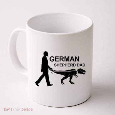 Mens German Shepherd Dad Dinosaur GSD Owners Funny Father's Day Coffee Mug