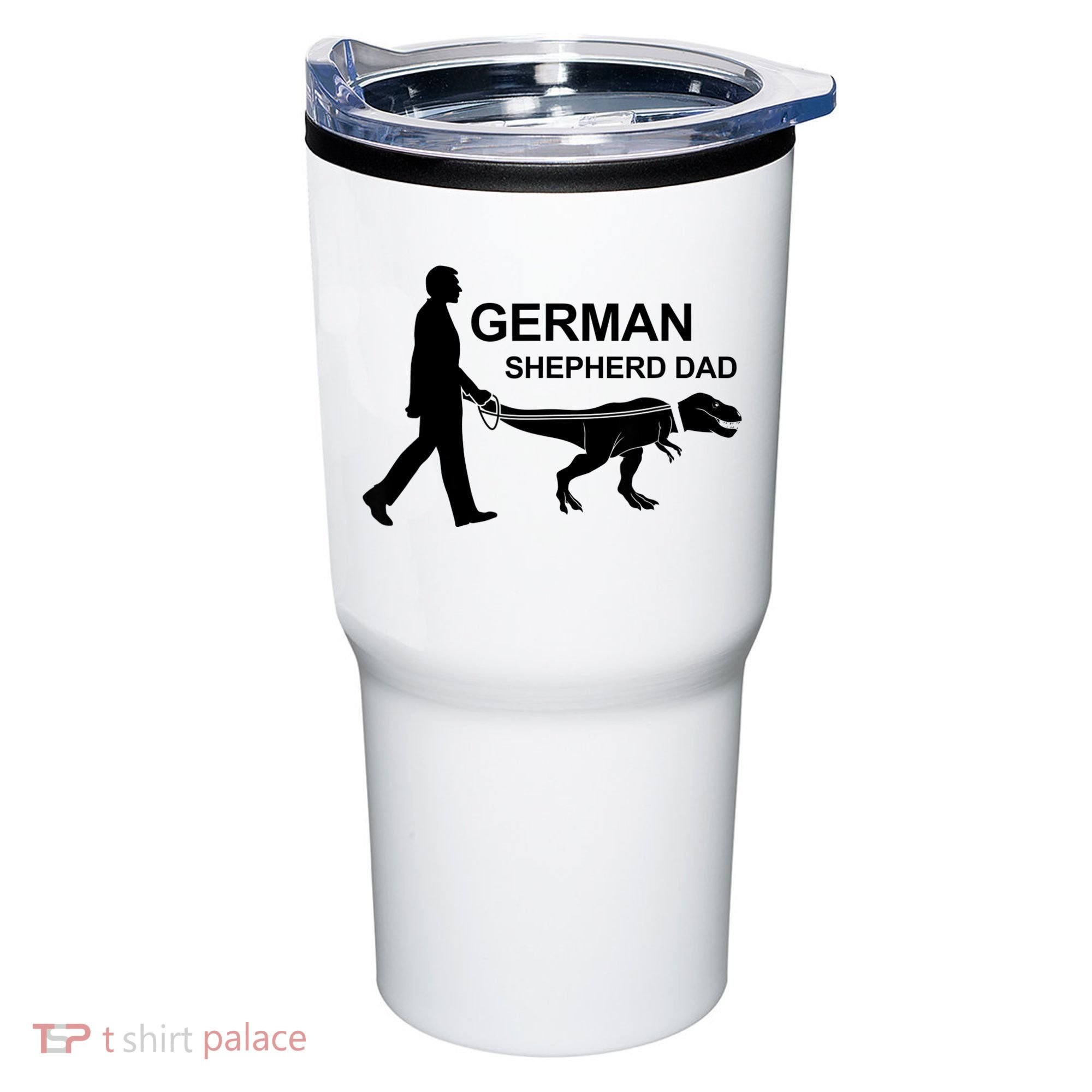 Mens German Shepherd Dad Dinosaur GSD Owners Funny Father's Day Tumbler