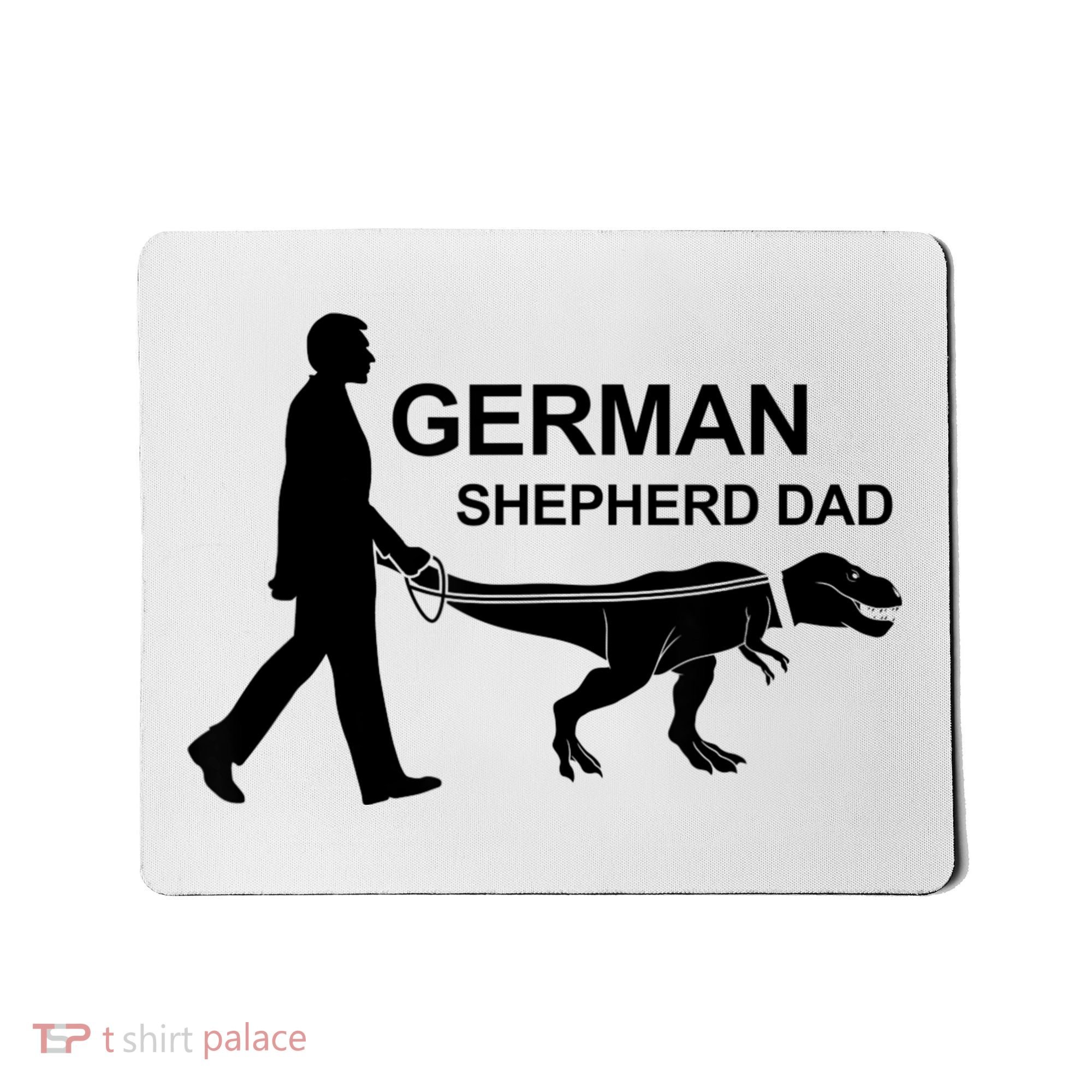Mens German Shepherd Dad Dinosaur GSD Owners Funny Father's Day Mousepad