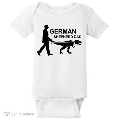 Mens German Shepherd Dad Dinosaur GSD Owners Funny Father's Day Baby Bodysuit