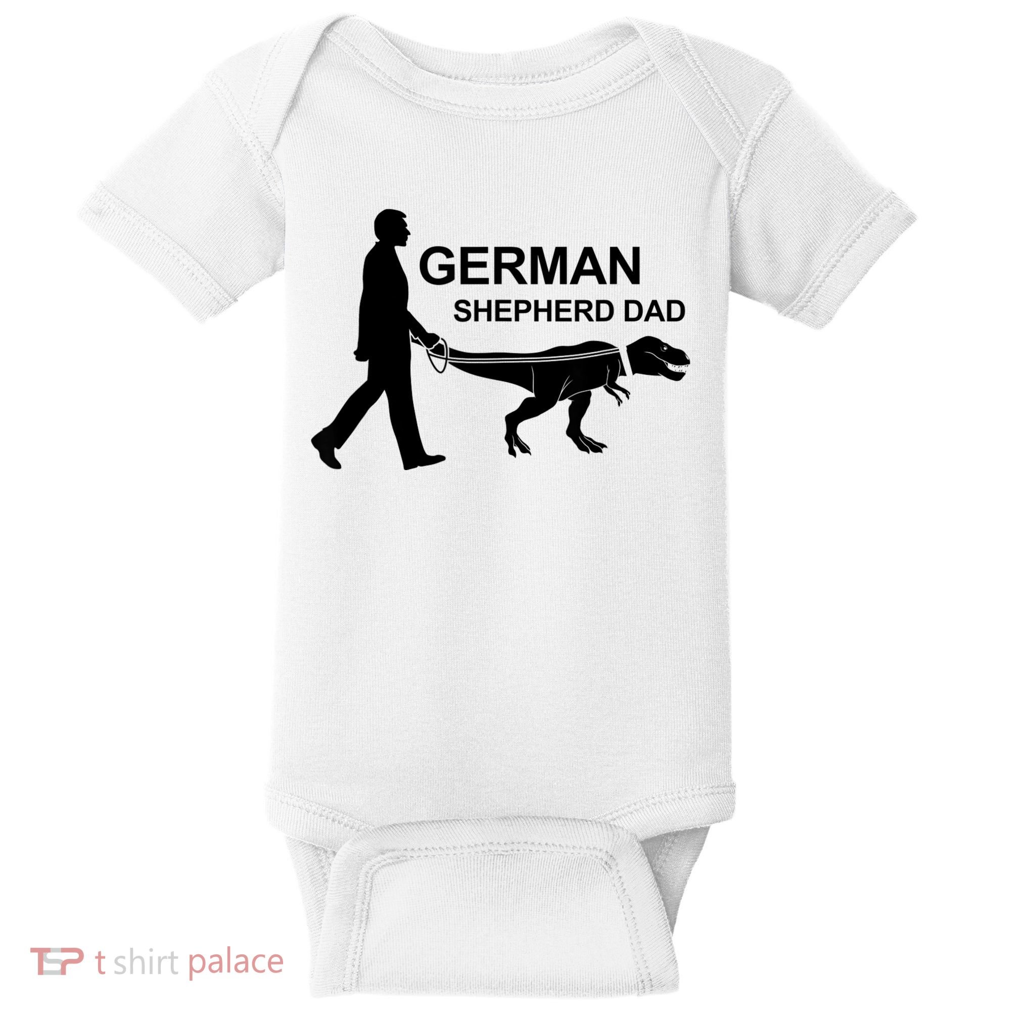 Mens German Shepherd Dad Dinosaur GSD Owners Funny Father's Day Baby Bodysuit