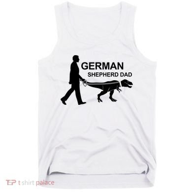 Mens German Shepherd Dad Dinosaur GSD Owners Funny Father's Day Tank Top