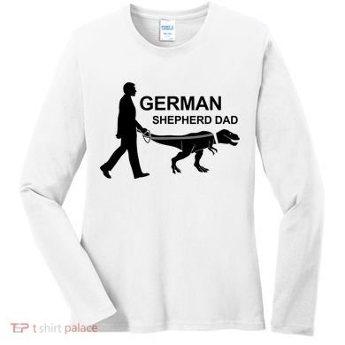 Mens German Shepherd Dad Dinosaur GSD Owners Funny Father's Day Women's Long Sleeve Shirt