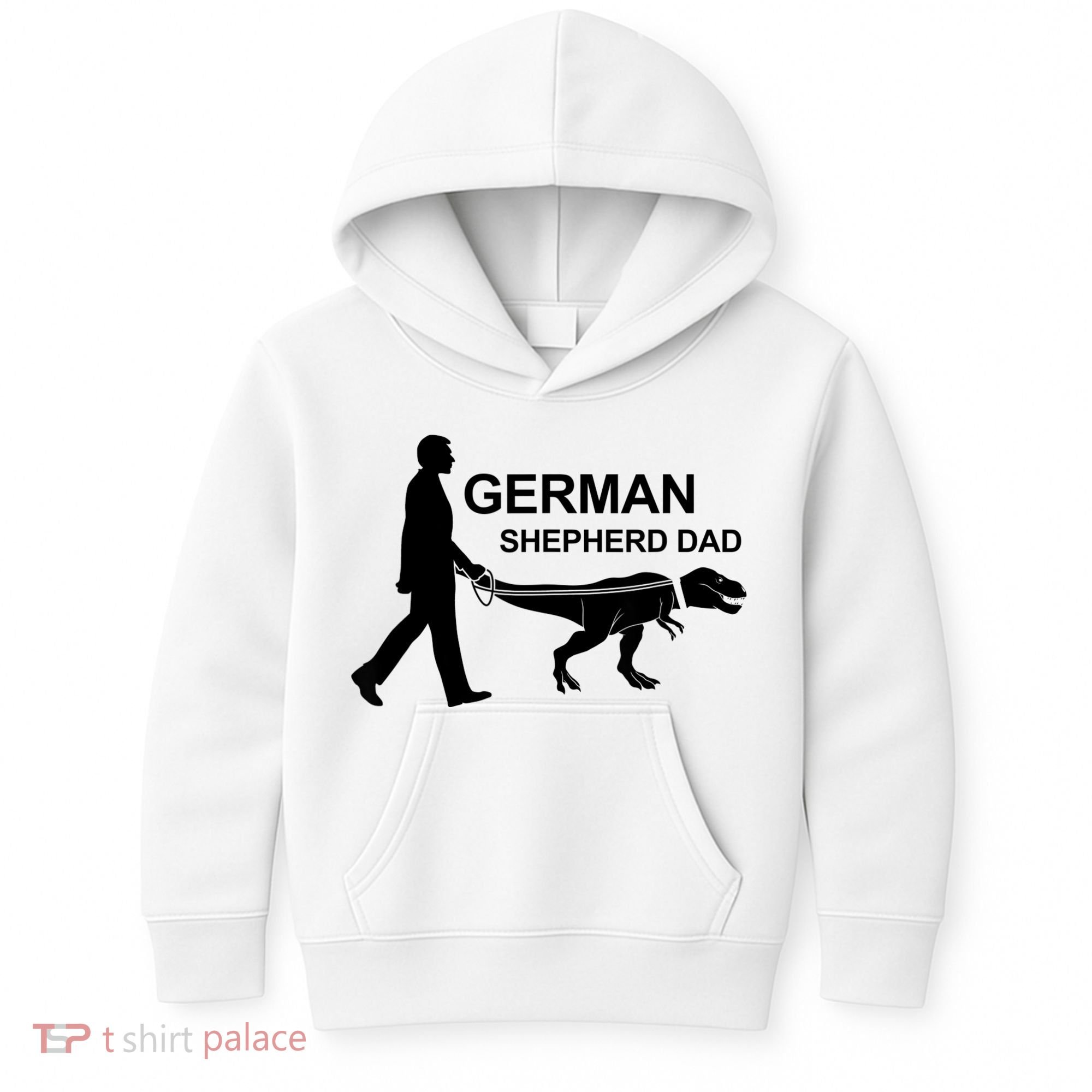 Mens German Shepherd Dad Dinosaur GSD Owners Funny Father's Day Kids Hoodie