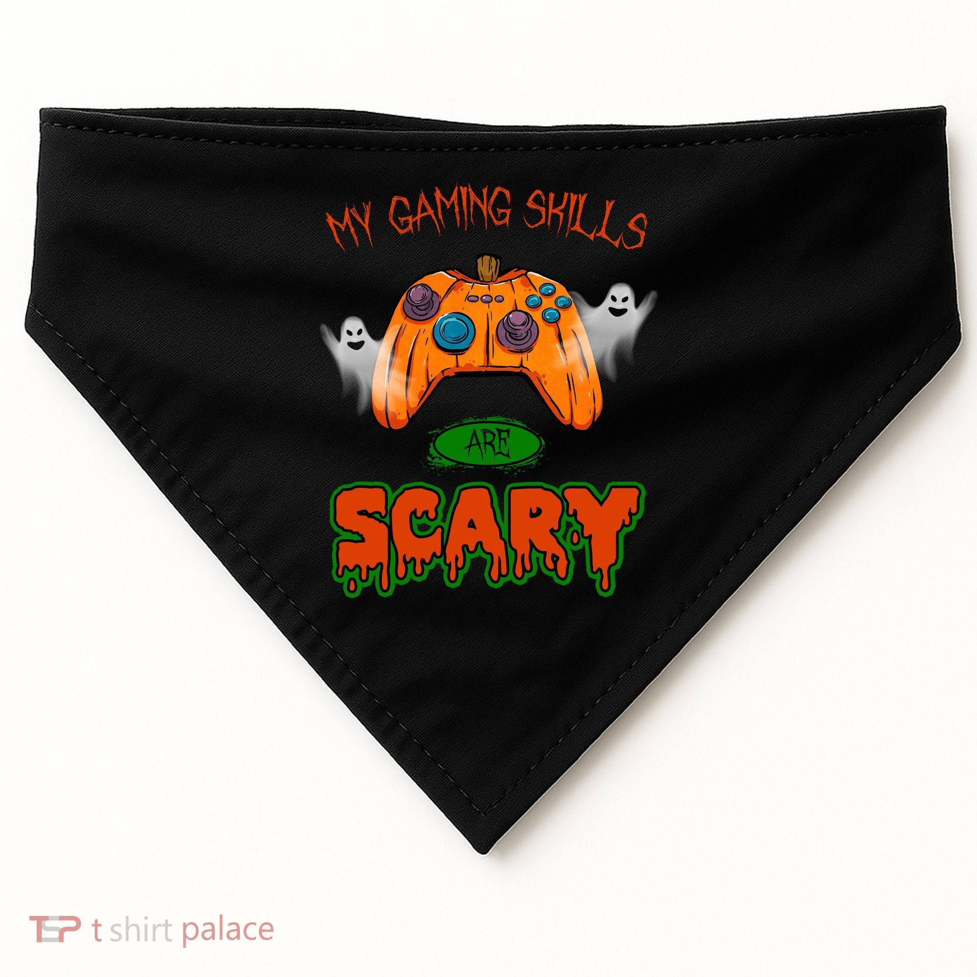 My Game Skills Are Scary Funny Gamer Halloween USA-Made Doggie Bandana