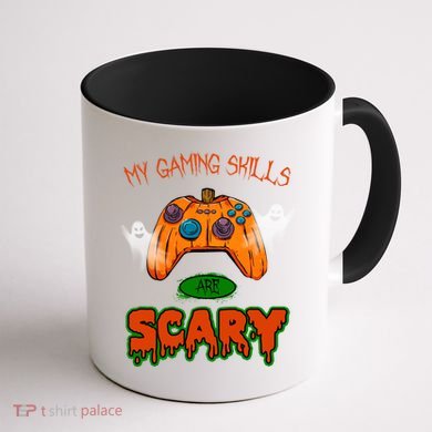 My Game Skills Are Scary Funny Gamer Halloween Coffee Mug back