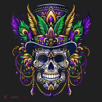 Mardi Gras Skull Top Hat New Orleans Witch Doctor Voodoo Women's Sweatshirt thumb 2