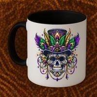 Mardi Gras Skull Top Hat New Orleans Witch Doctor Voodoo Coffee Mug thumb 2