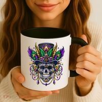 Mardi Gras Skull Top Hat New Orleans Witch Doctor Voodoo Coffee Mug thumb 3
