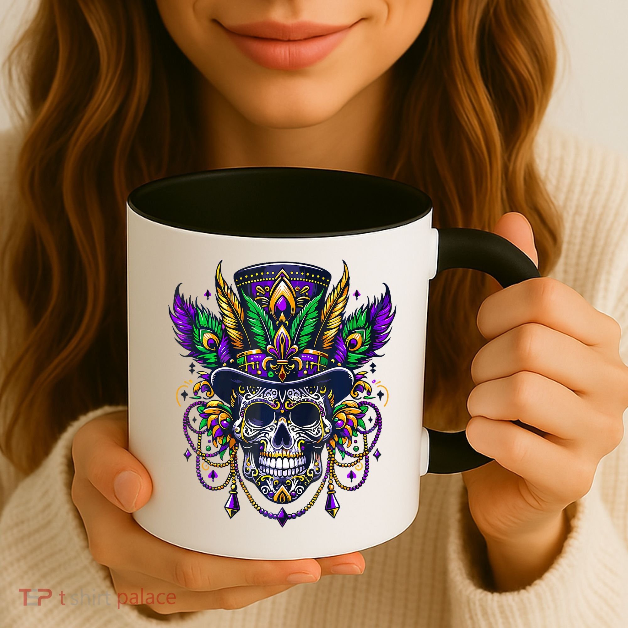 Mardi Gras Skull Top Hat New Orleans Witch Doctor Voodoo Coffee Mug