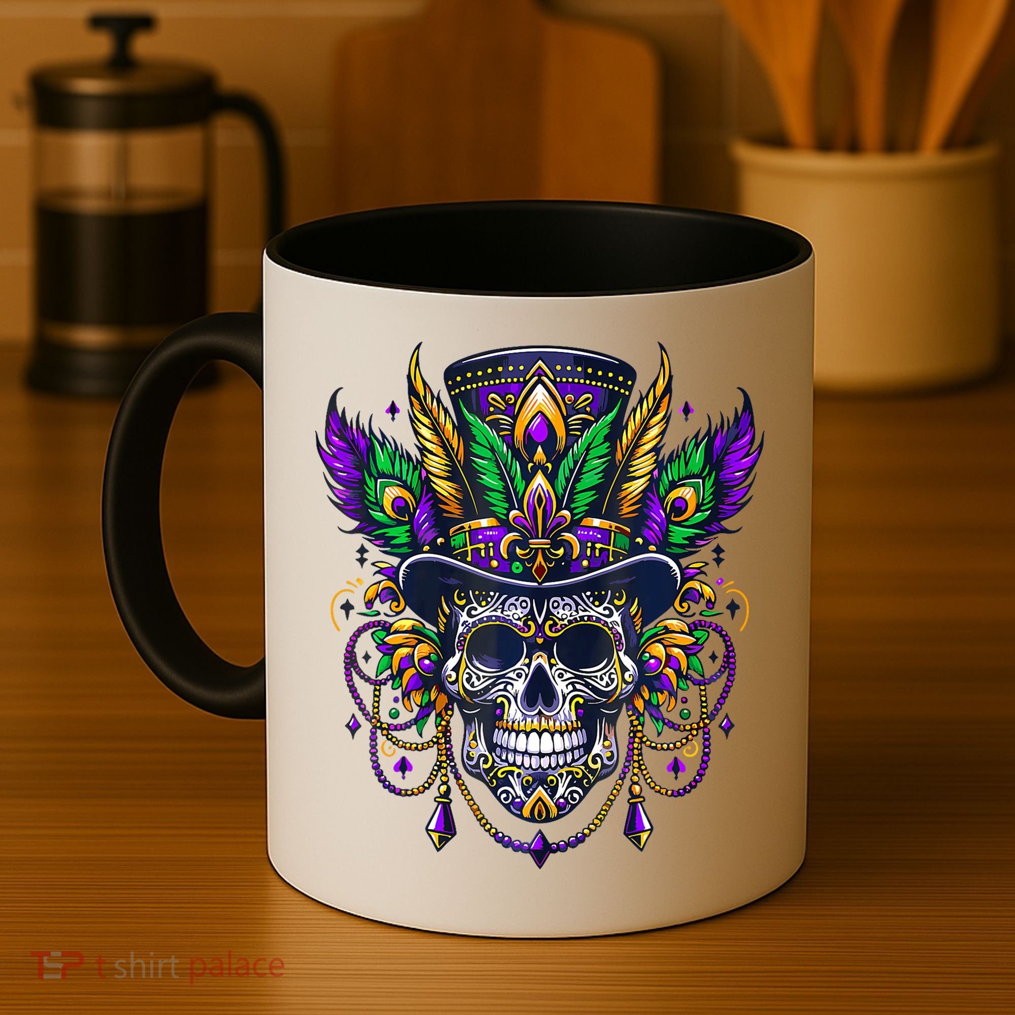 Mardi Gras Skull Top Hat New Orleans Witch Doctor Voodoo Coffee Mug