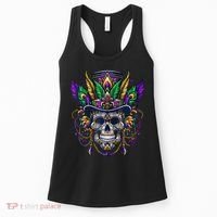 Mardi Gras Skull Top Hat New Orleans Witch Doctor Voodoo Women's Tank Top thumb 0
