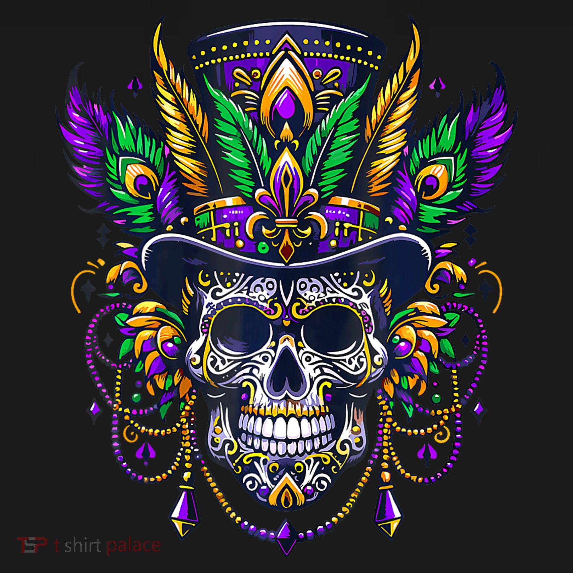 Mardi Gras Skull Top Hat New Orleans Witch Doctor Voodoo Women's Tank Top