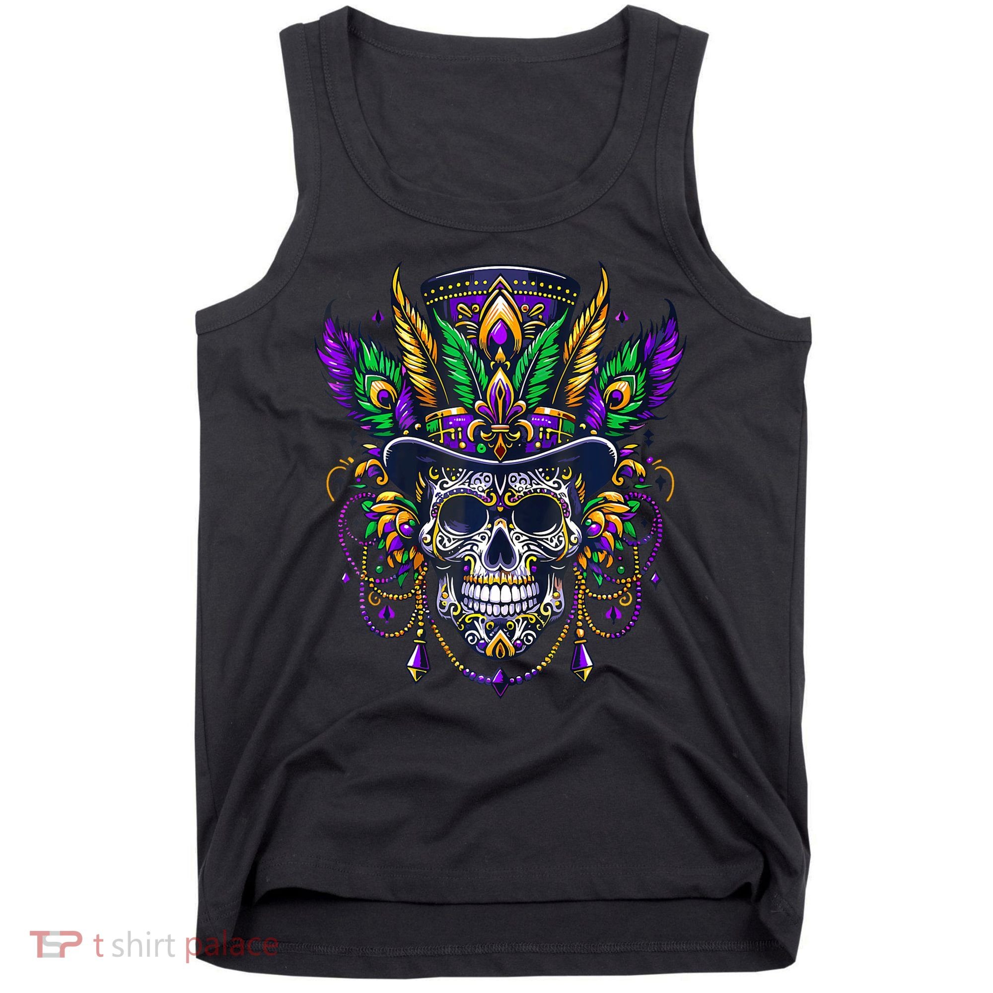 Mardi Gras Skull Top Hat New Orleans Witch Doctor Voodoo Tank Top
