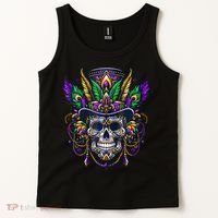 Mardi Gras Skull Top Hat New Orleans Witch Doctor Voodoo Tank Top thumb 2