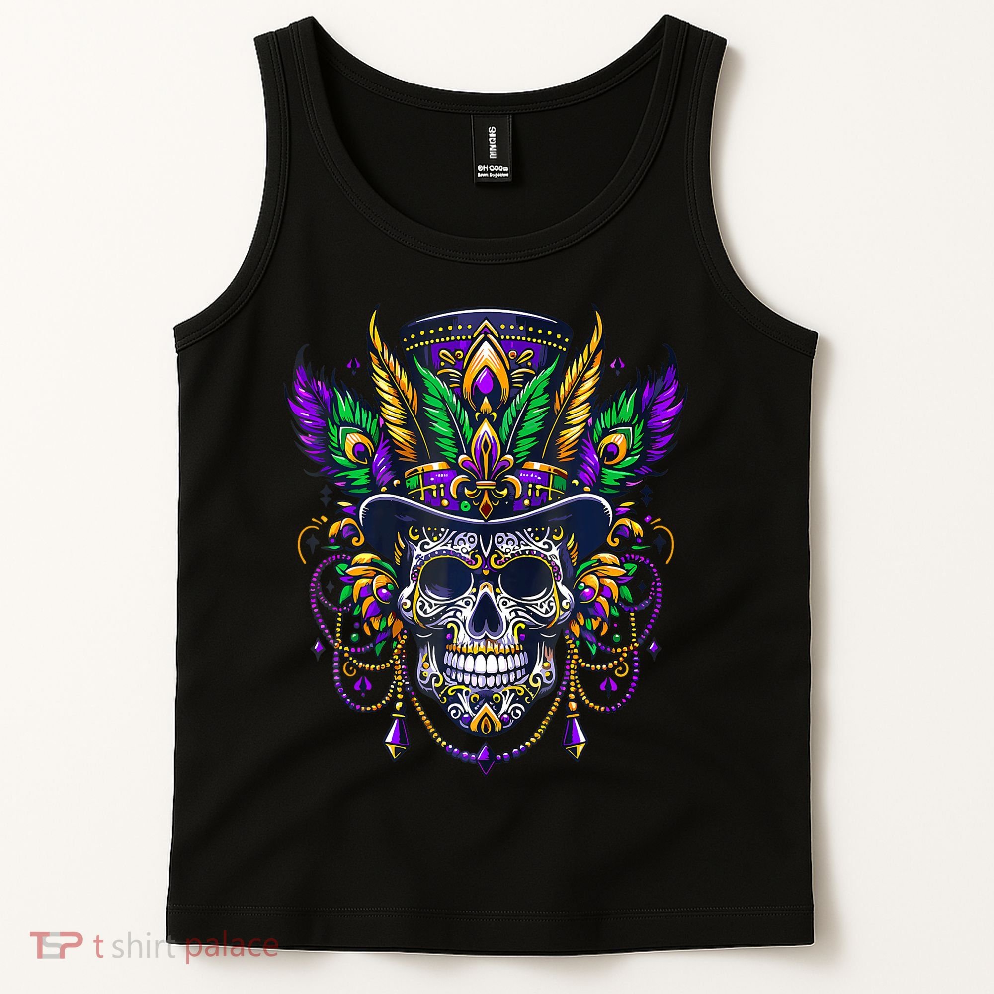 Mardi Gras Skull Top Hat New Orleans Witch Doctor Voodoo Tank Top