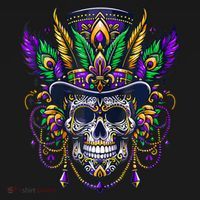 Mardi Gras Skull Top Hat New Orleans Witch Doctor Voodoo Tank Top thumb 6