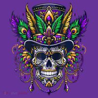 Mardi Gras Skull Top Hat New Orleans Witch Doctor Voodoo Hoodie thumb 2